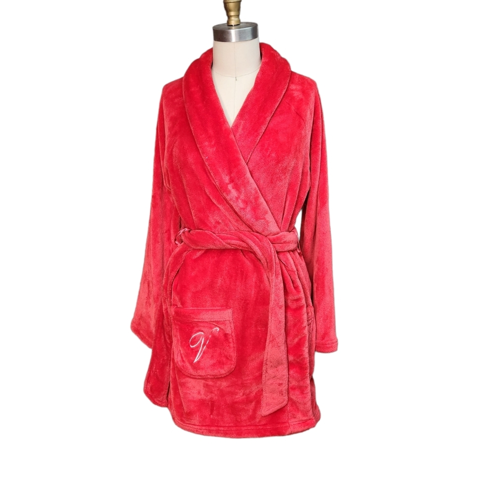 Victorias secret red fleece plush robe m/l